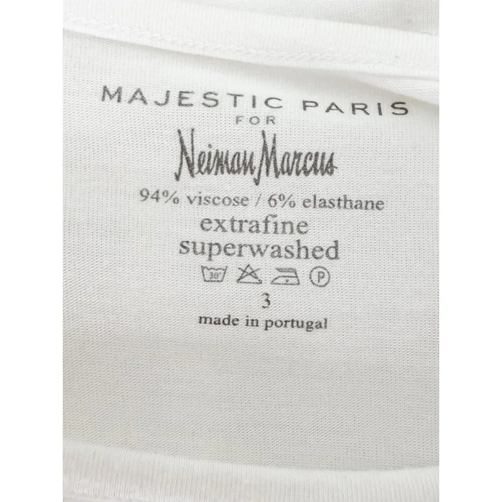 MAJESTIC FILATURES ASYMMETRICAL HEMLINE LONG SLEEVE TEE 3/M white - Picture 7 of 9